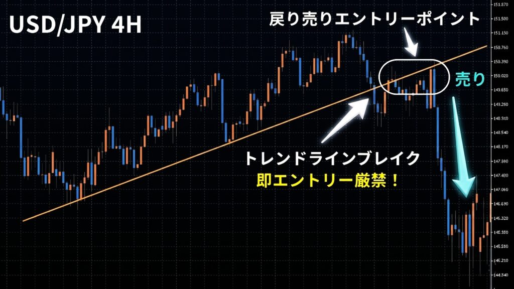 トレンド崩れ＝即エントリーはNG！負けないための「戻りを待つ」戦略